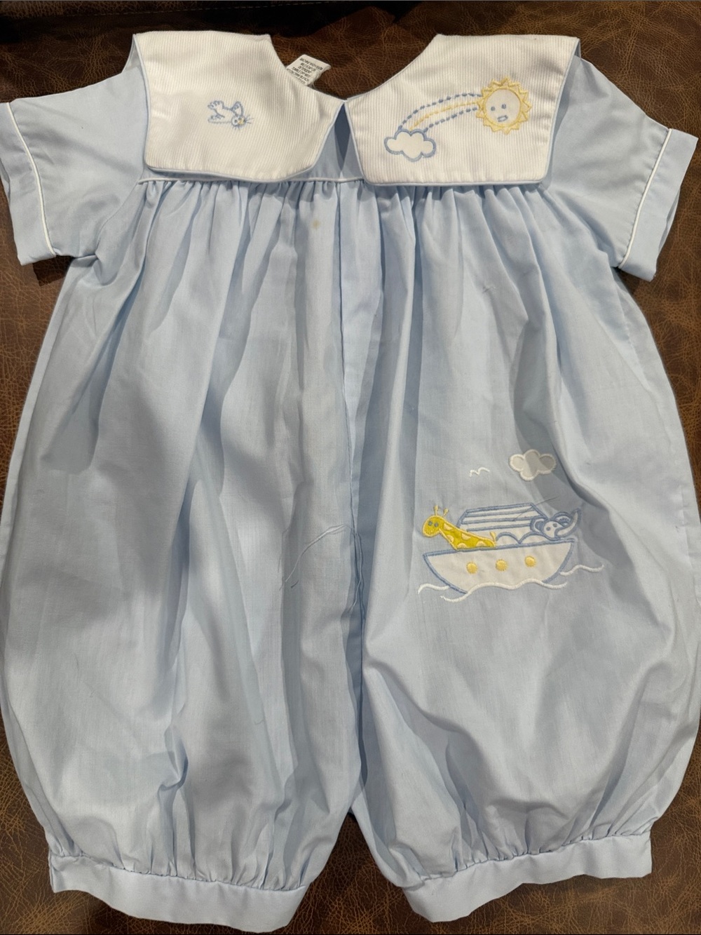 DC Light Blue Nautical Embroidered Baby Pajama Romper